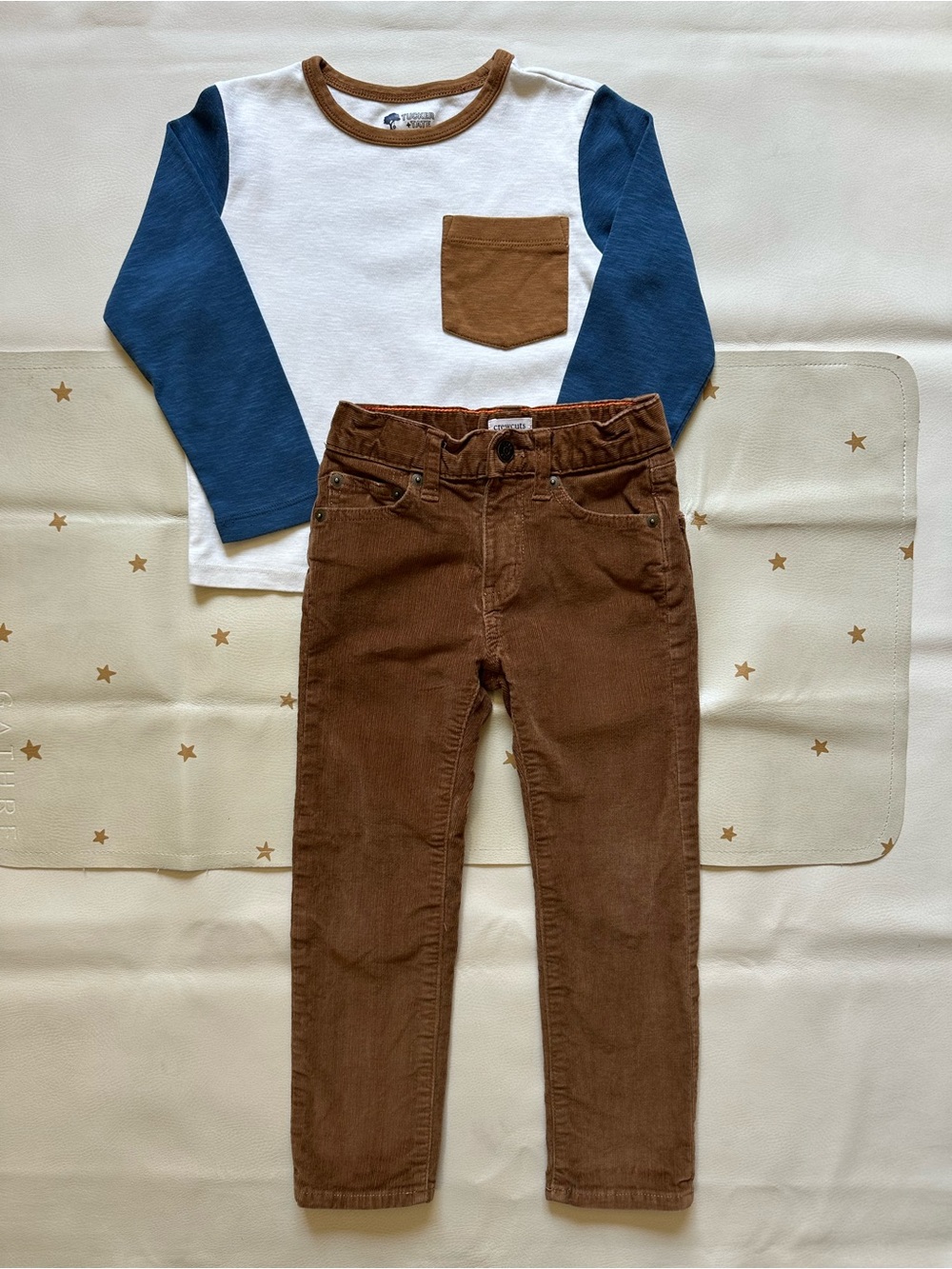 4/5 Tucker&Tate Colorblock Shirt & Crewcuts Brown Corduroy Pants